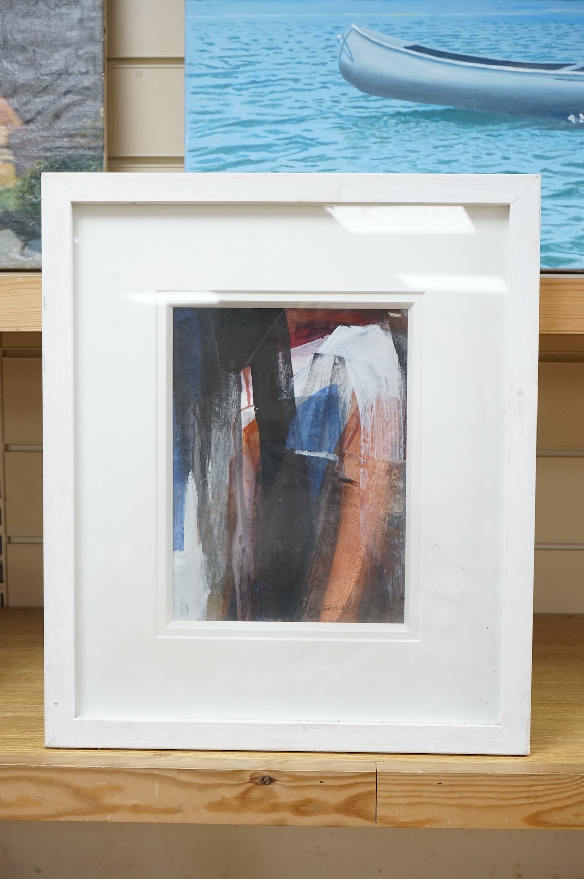 Billie Newey (contemporary), untitled abstract composition, mixed media and oil, 24 x 18cm
